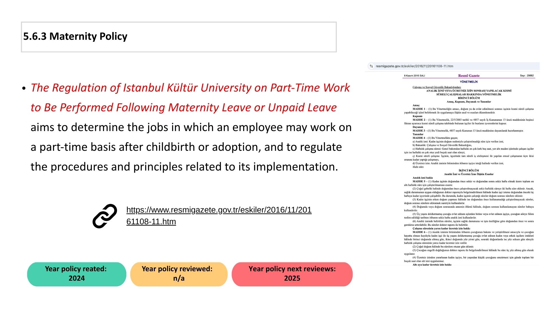 5.6.3 Maternity Policy