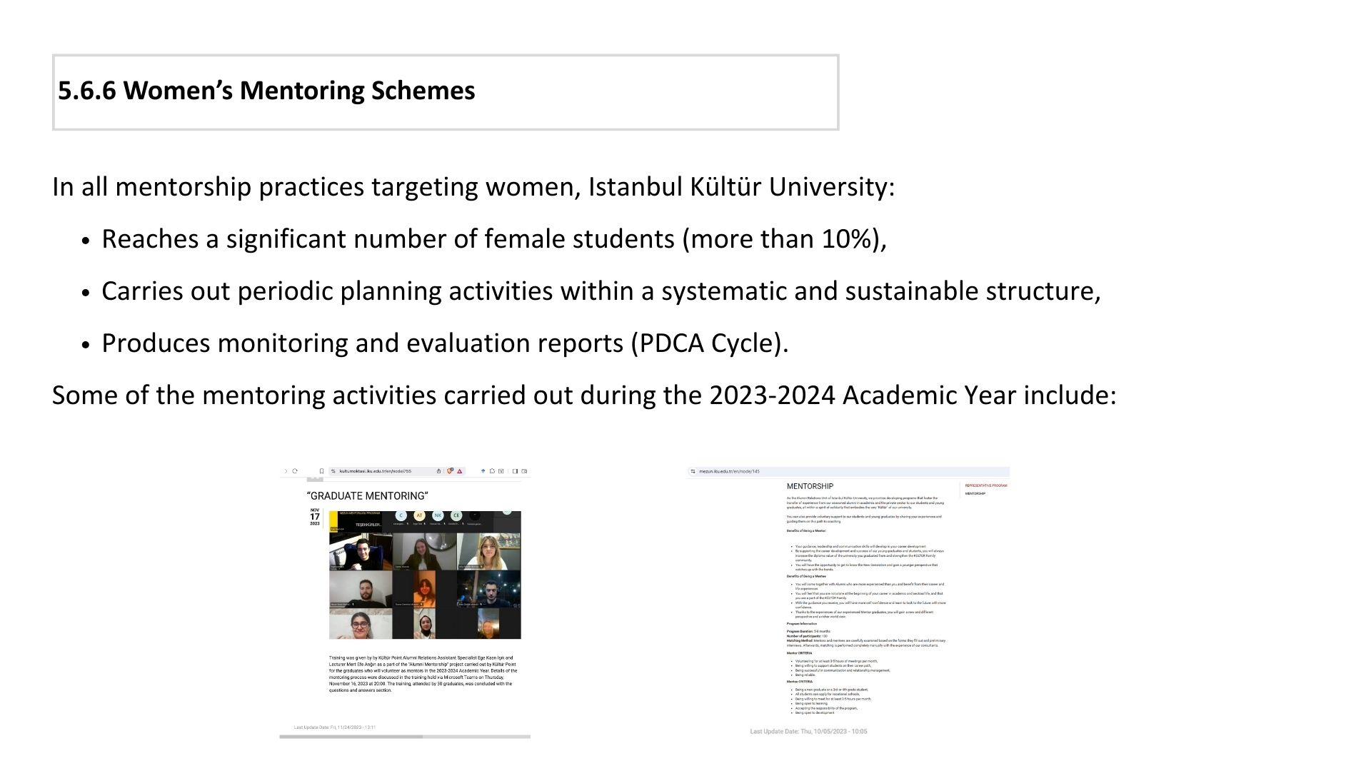 5.6.6 Women’s Mentoring Schemes